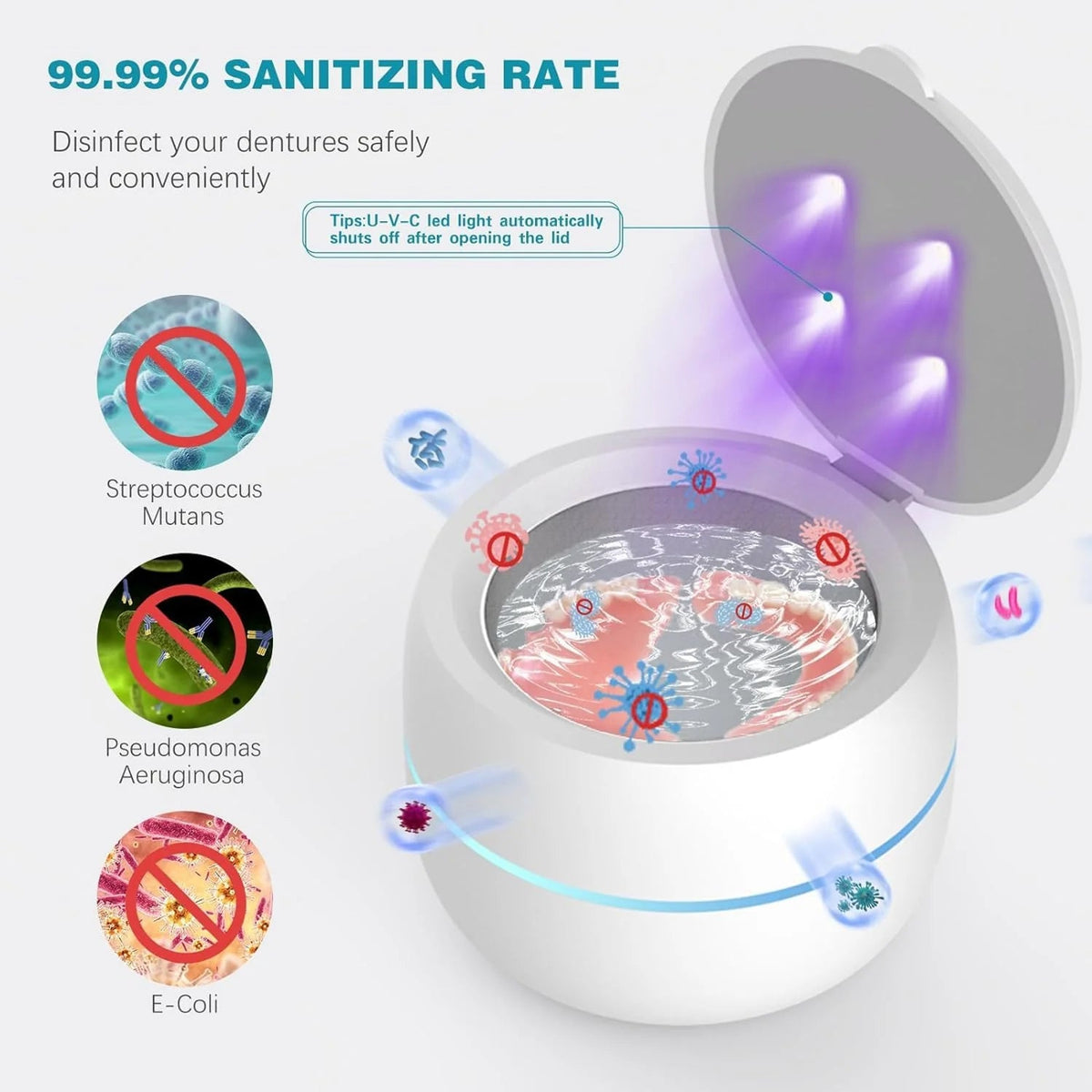 MintPolu Ultrasonic Dental Pod Cleaner with UV-C Light