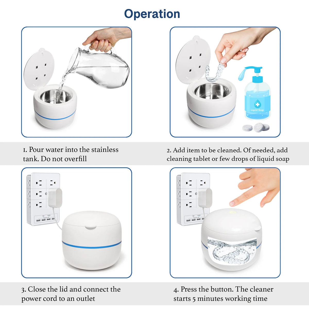 MintPolu Ultrasonic Dental Pod Cleaner with UV-C Light