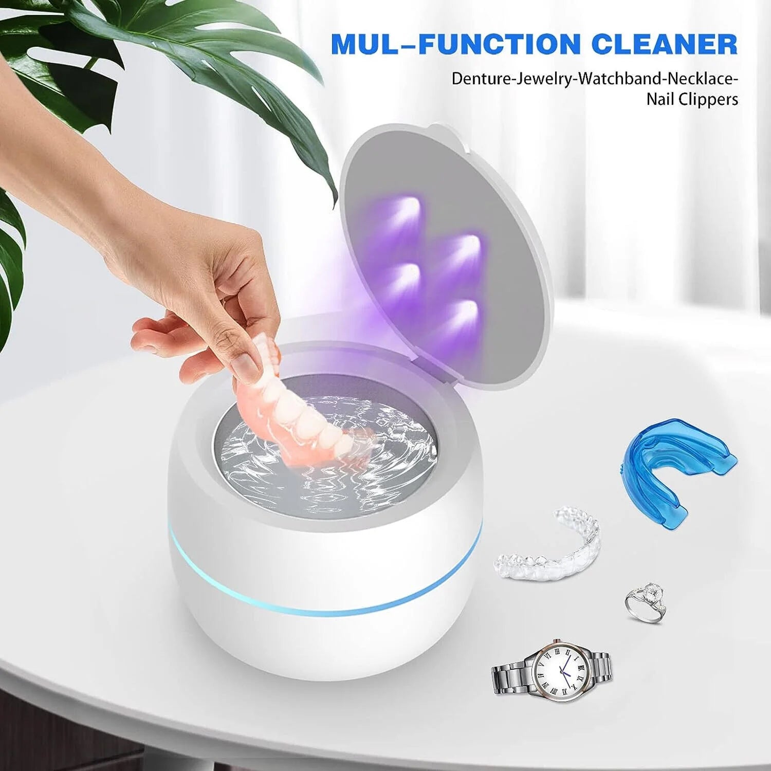 MintPolu Ultrasonic Dental Pod Cleaner with UV-C Light