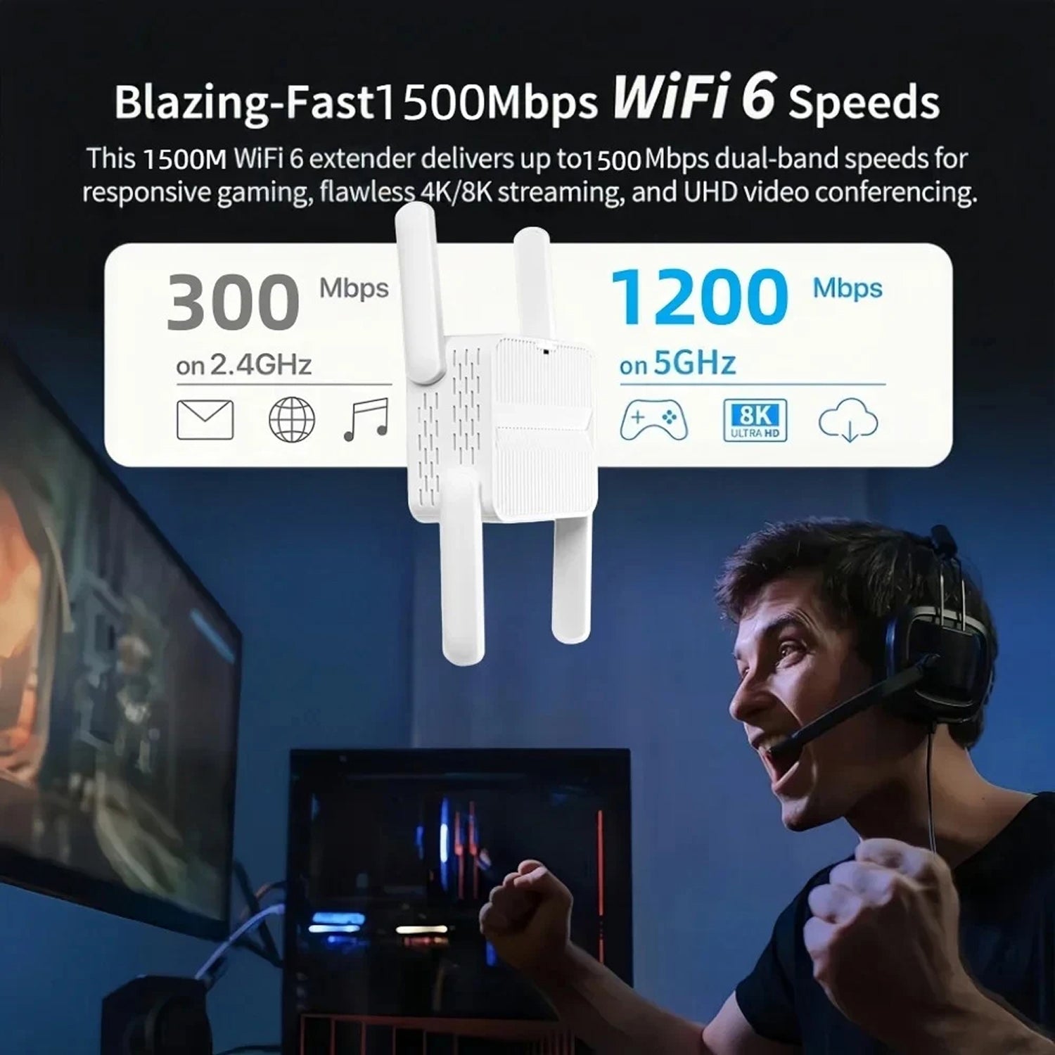 NexEvilon 1500Mbps High Speed Wifi Booster Extender
