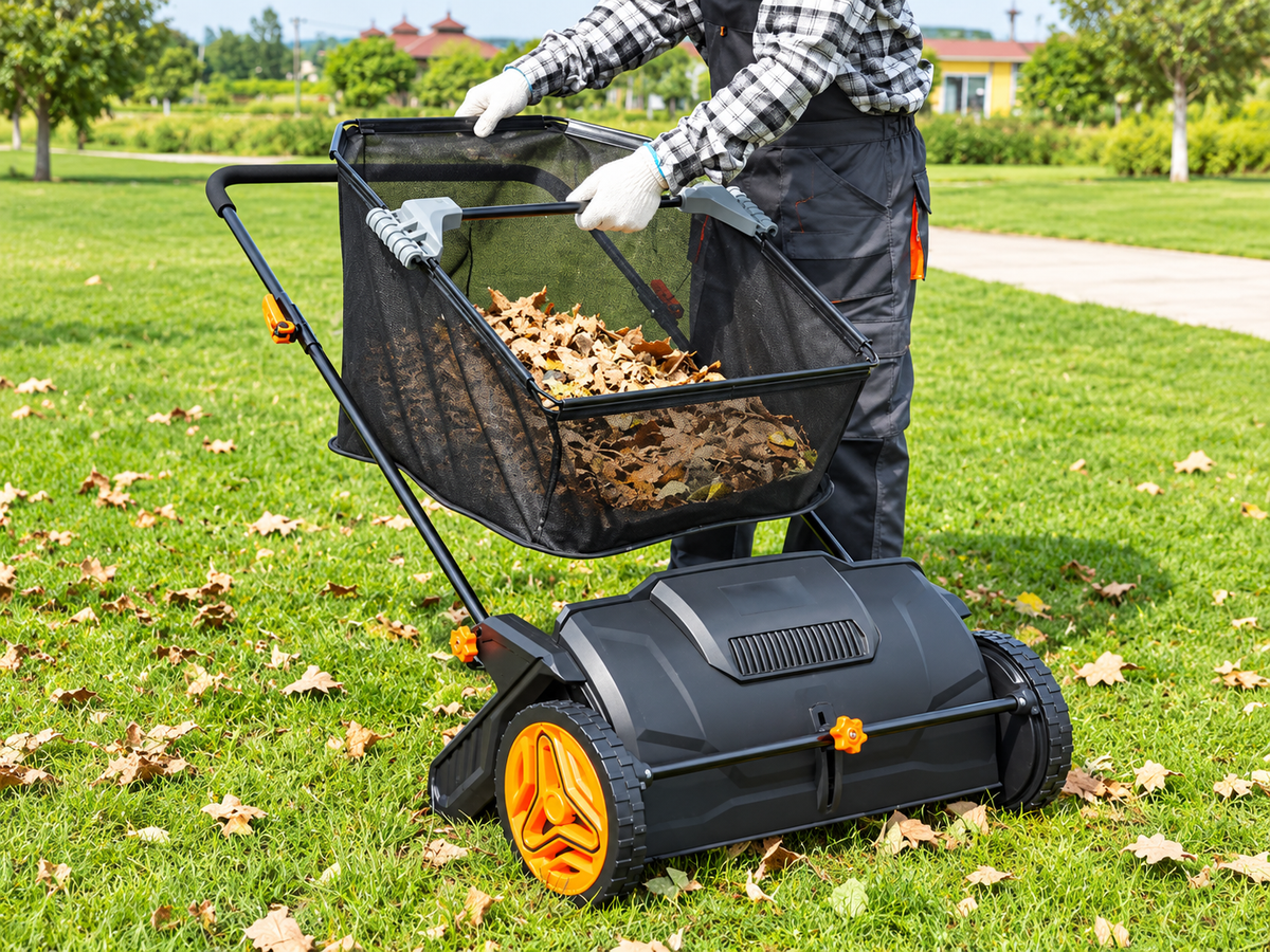 Yardsyer 21-Inch Manual Push Lawn Sweeper for Leaves & Grass