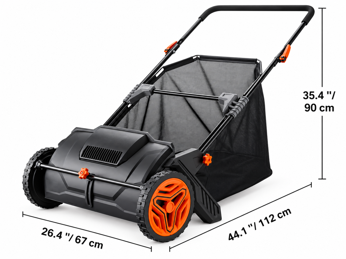 Yardsyer 21-Inch Manual Push Lawn Sweeper for Leaves & Grass