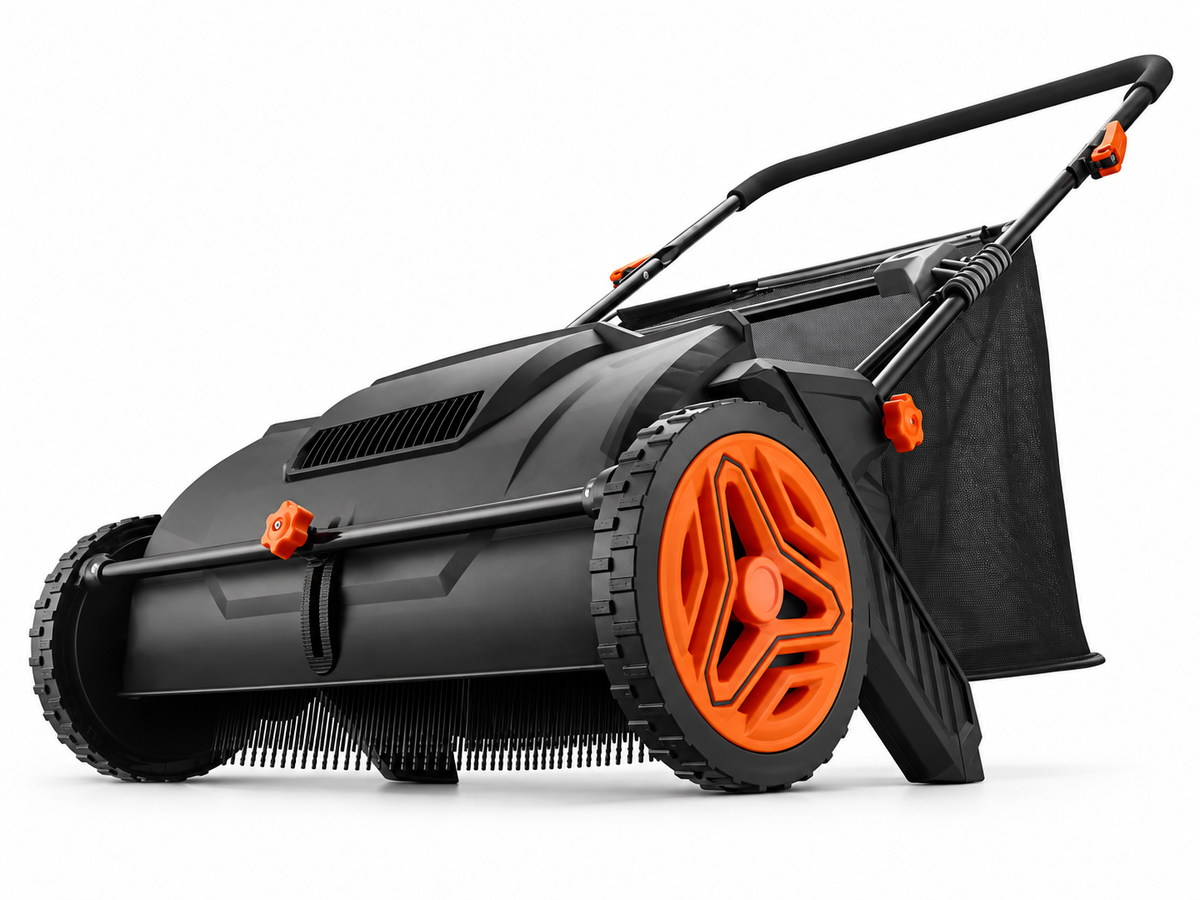 Yardsyer 21-Inch Manual Push Lawn Sweeper for Leaves & Grass