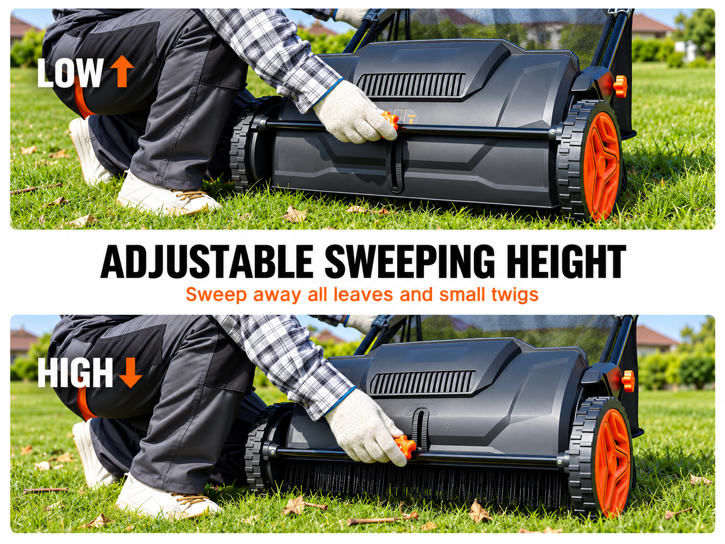 Yardsyer 21-Inch Manual Push Lawn Sweeper for Leaves & Grass