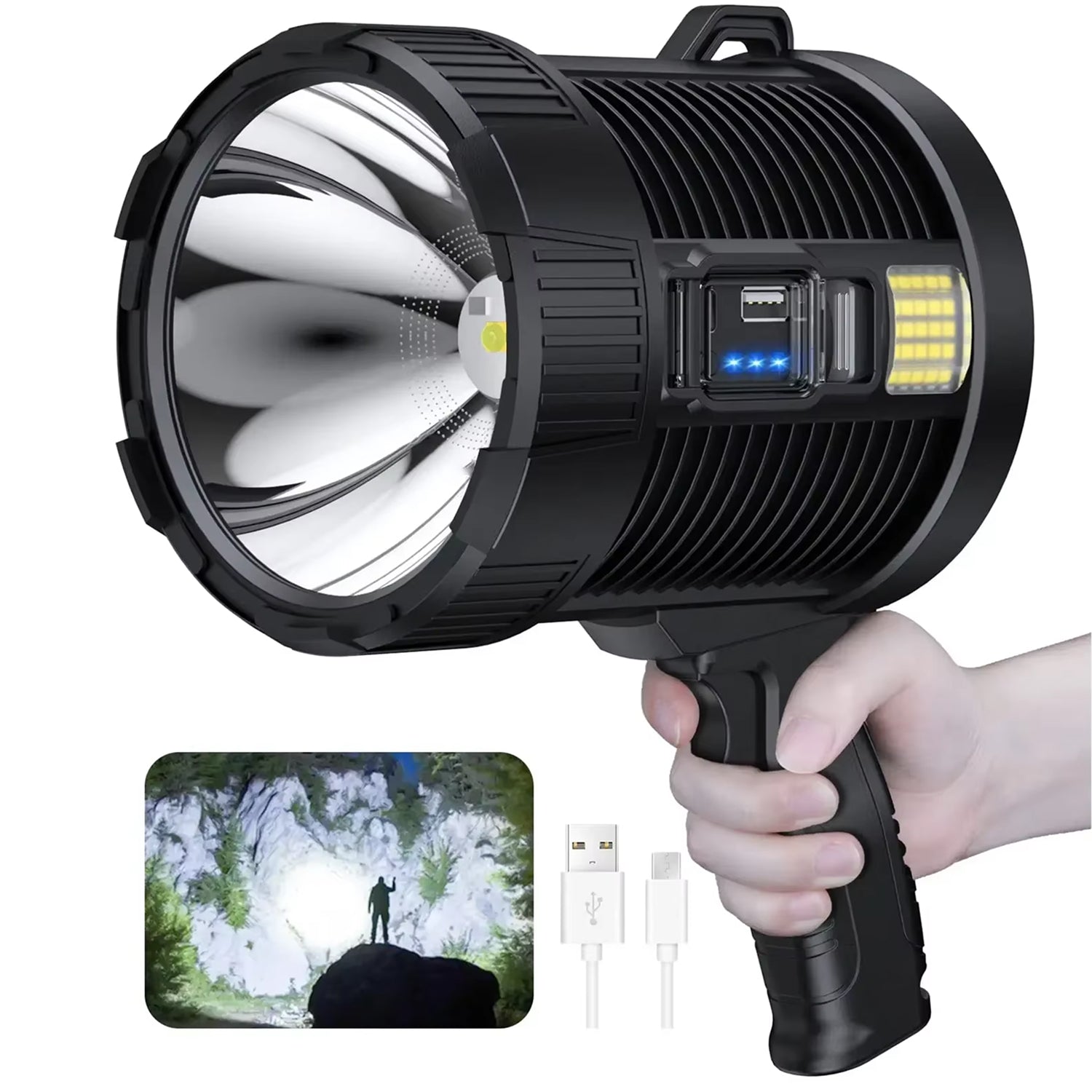 NovyLuxi 3000 Lumen Solar Rechargeable Spotlight
