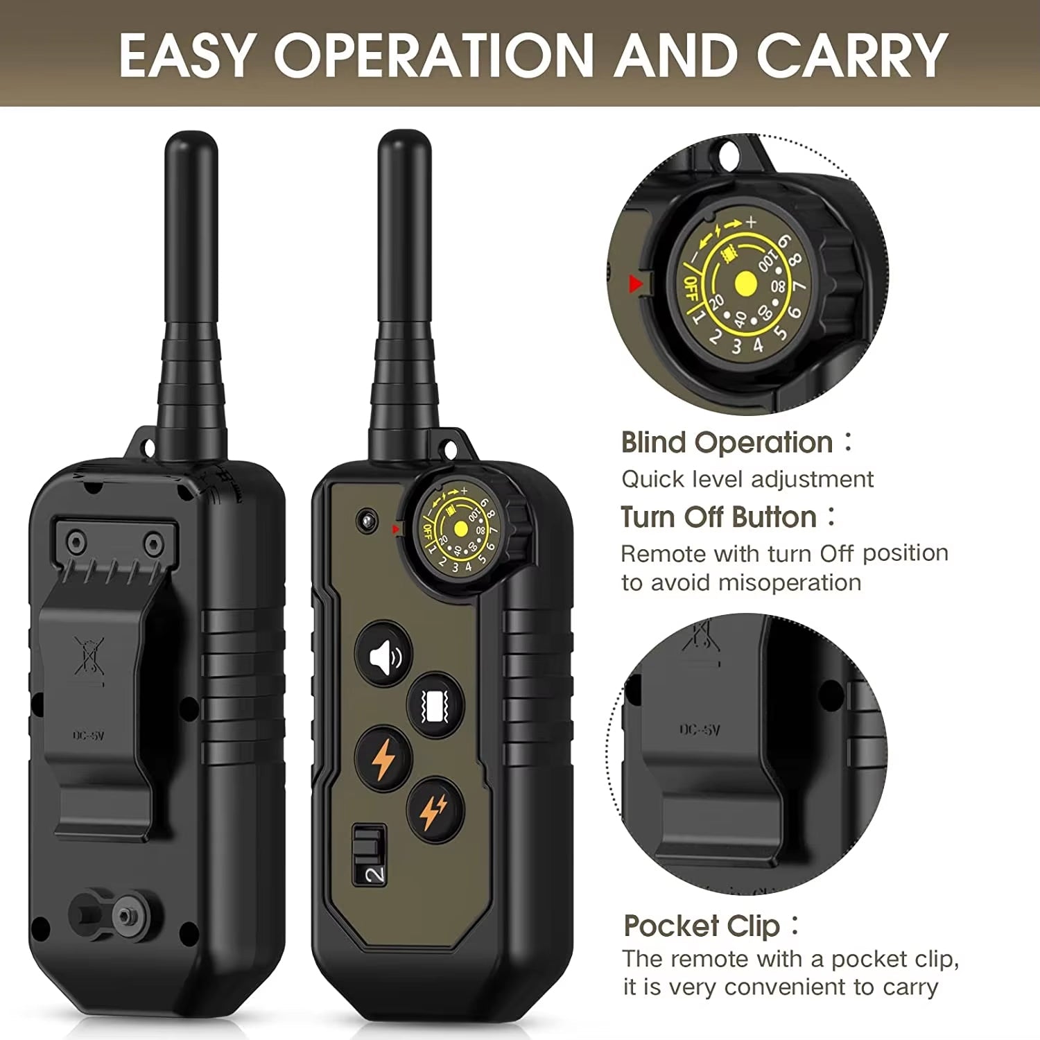 ObeTrainy Professional 1000ft IP67 Waterproof Dog Training Collar