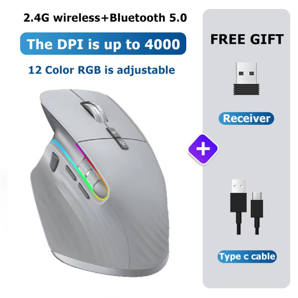 Pamorlix Ergonomic Vertical Mouse with Dual Wireless Connection