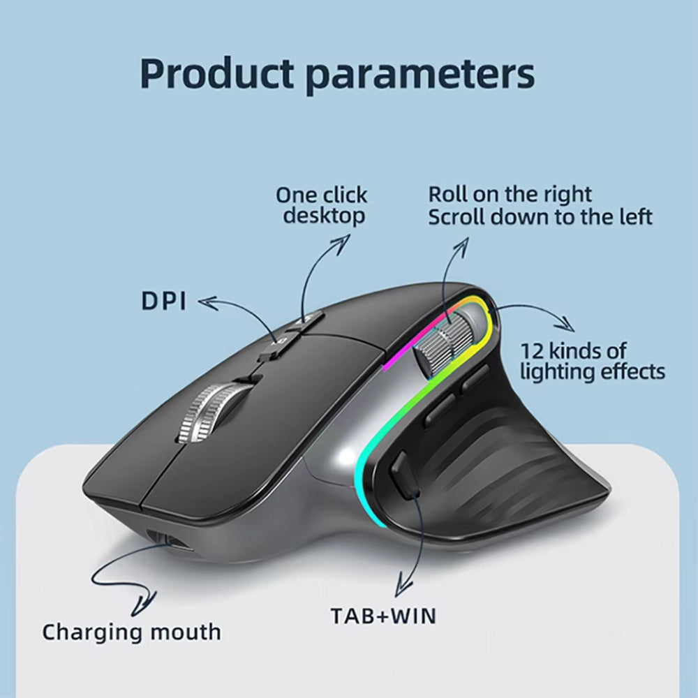Pamorlix Ergonomic Vertical Mouse with Dual Wireless Connection