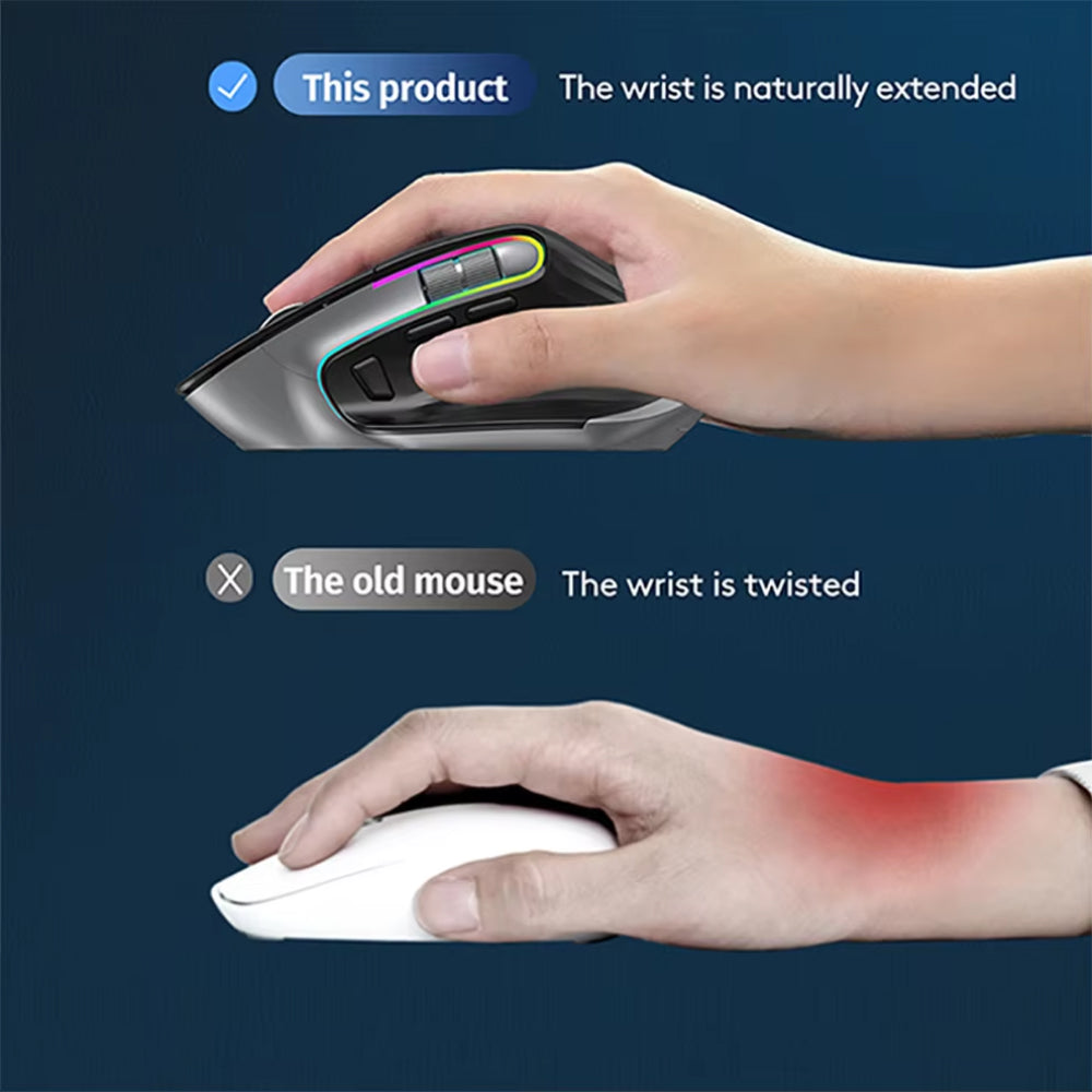 Pamorlix Ergonomic Vertical Mouse with Dual Wireless Connection
