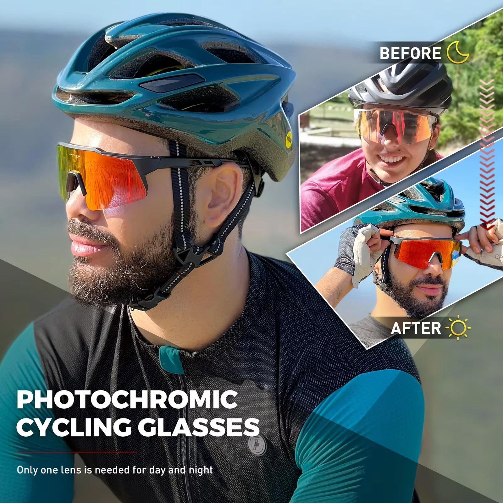 PidalSpex v2 Photochromic Cycling Sunglasses - Military Grade Optics