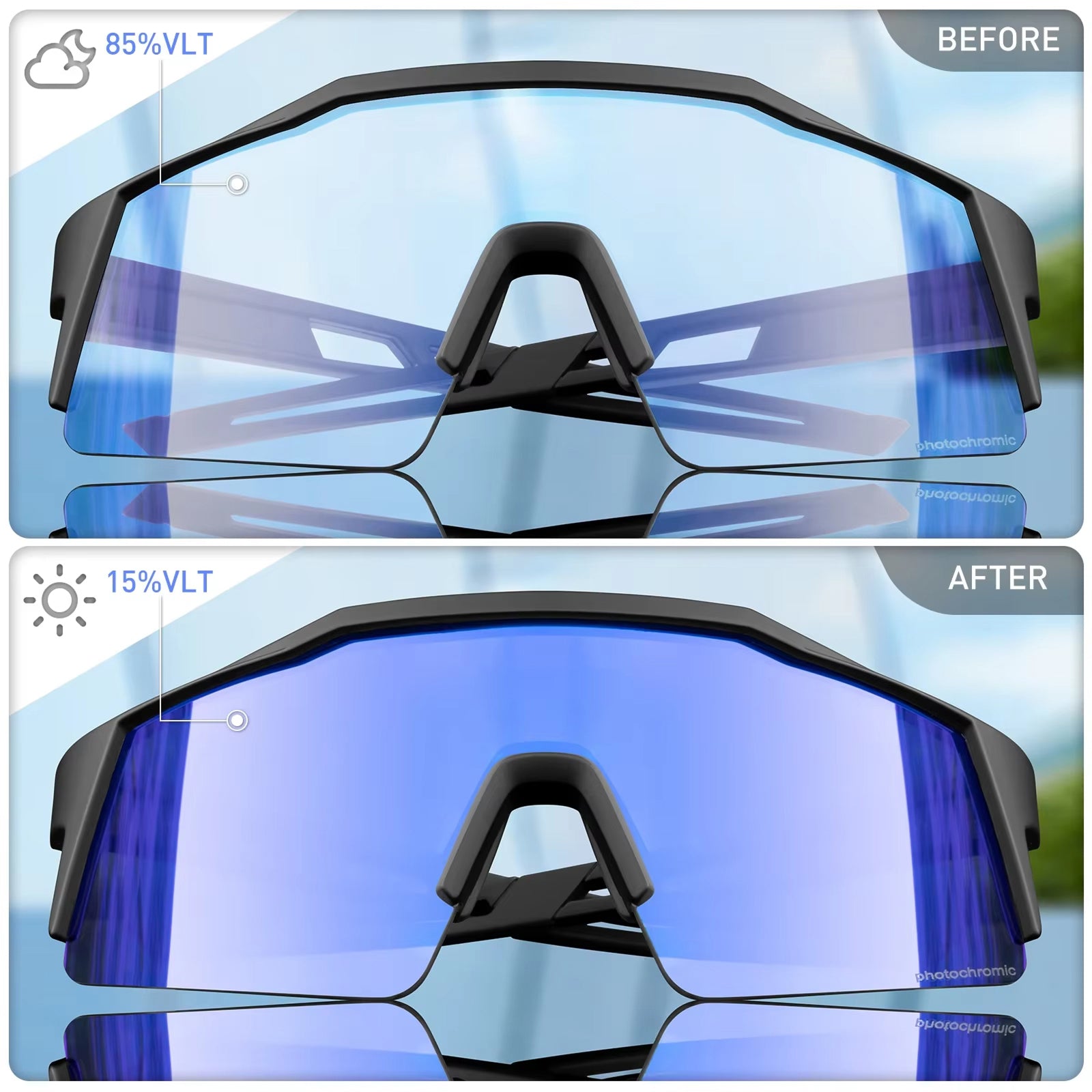 PidalSpex v2 Photochromic Cycling Sunglasses - Military Grade Optics