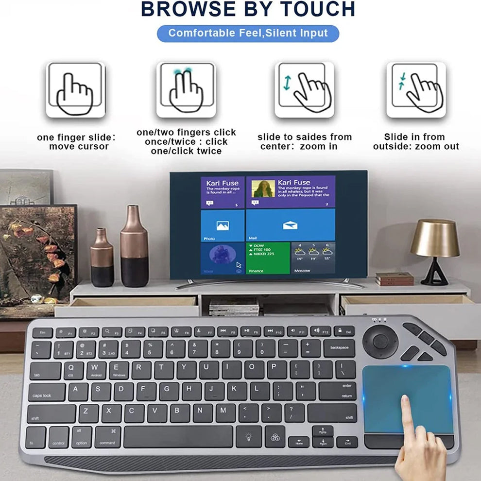 PixelKibo Wireless Multi-Device Keyboard with Precision Touchpad