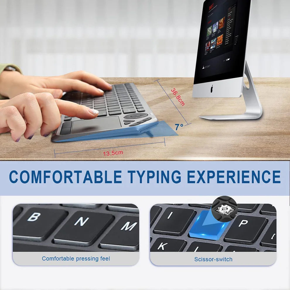 PixelKibo Wireless Multi-Device Keyboard with Precision Touchpad