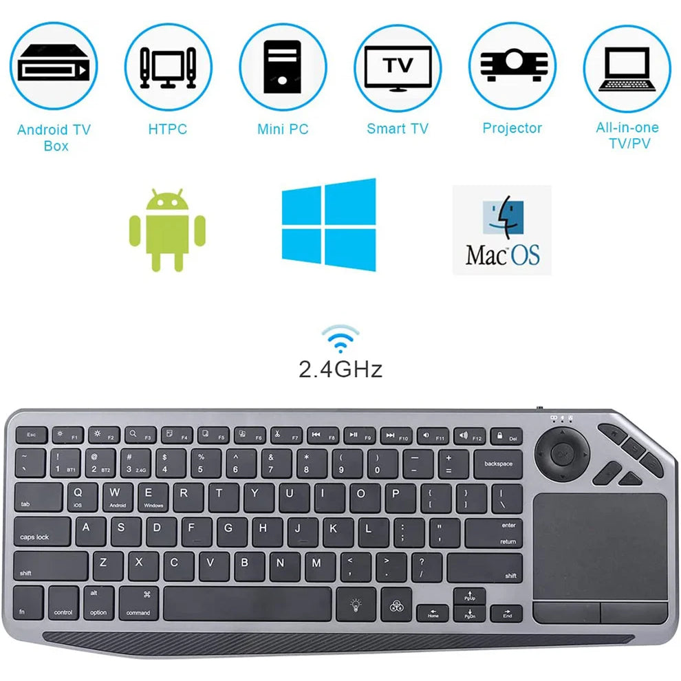 PixelKibo Wireless Multi-Device Keyboard with Precision Touchpad