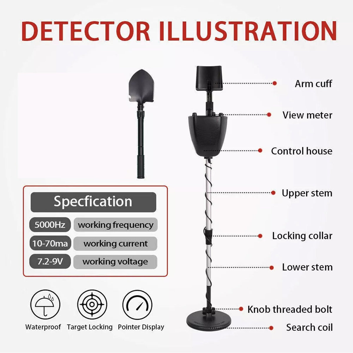 Prokiva Waterproof Metal Detector with LCD Display
