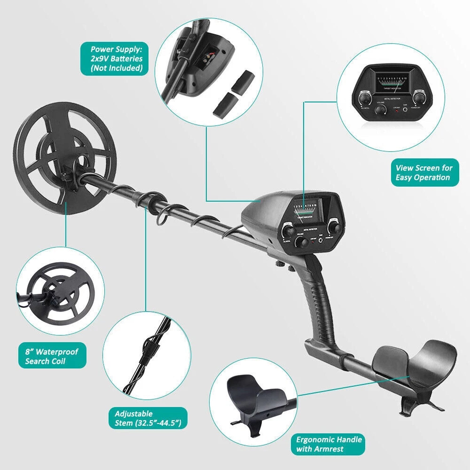 Prokiva Waterproof Metal Detector with LCD Display