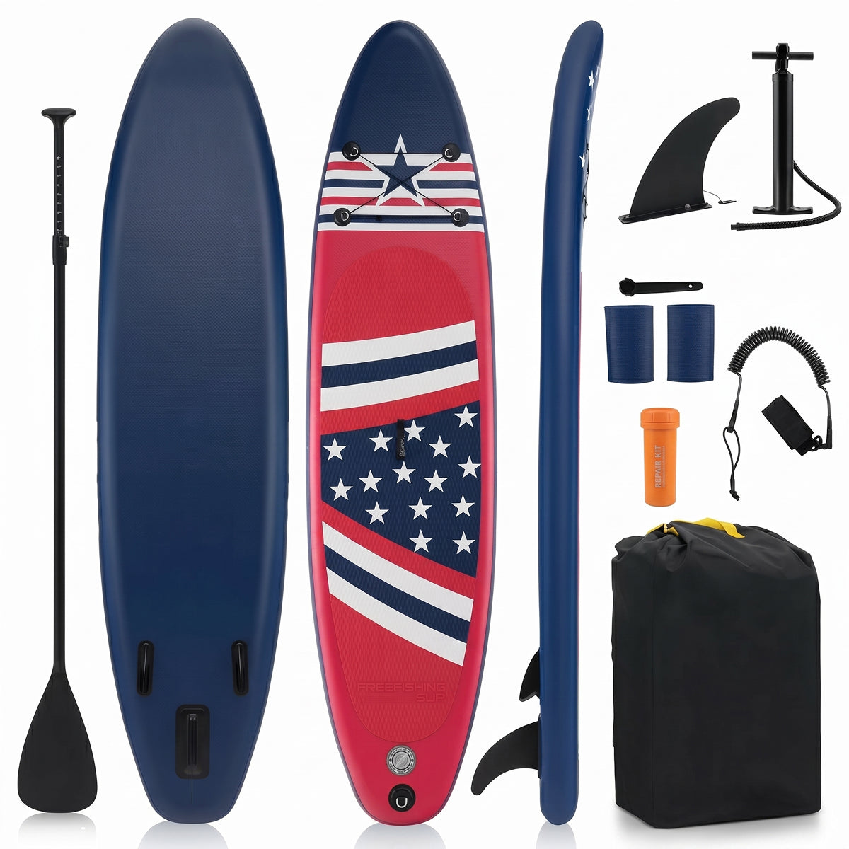 PuffoSUP Rigid Inflatable Stand Up Paddle Board with Travel Kit