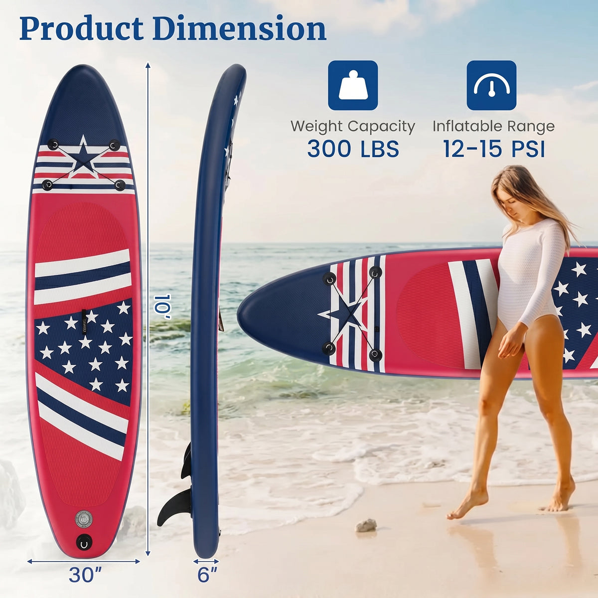 PuffoSUP Rigid Inflatable Stand Up Paddle Board with Travel Kit
