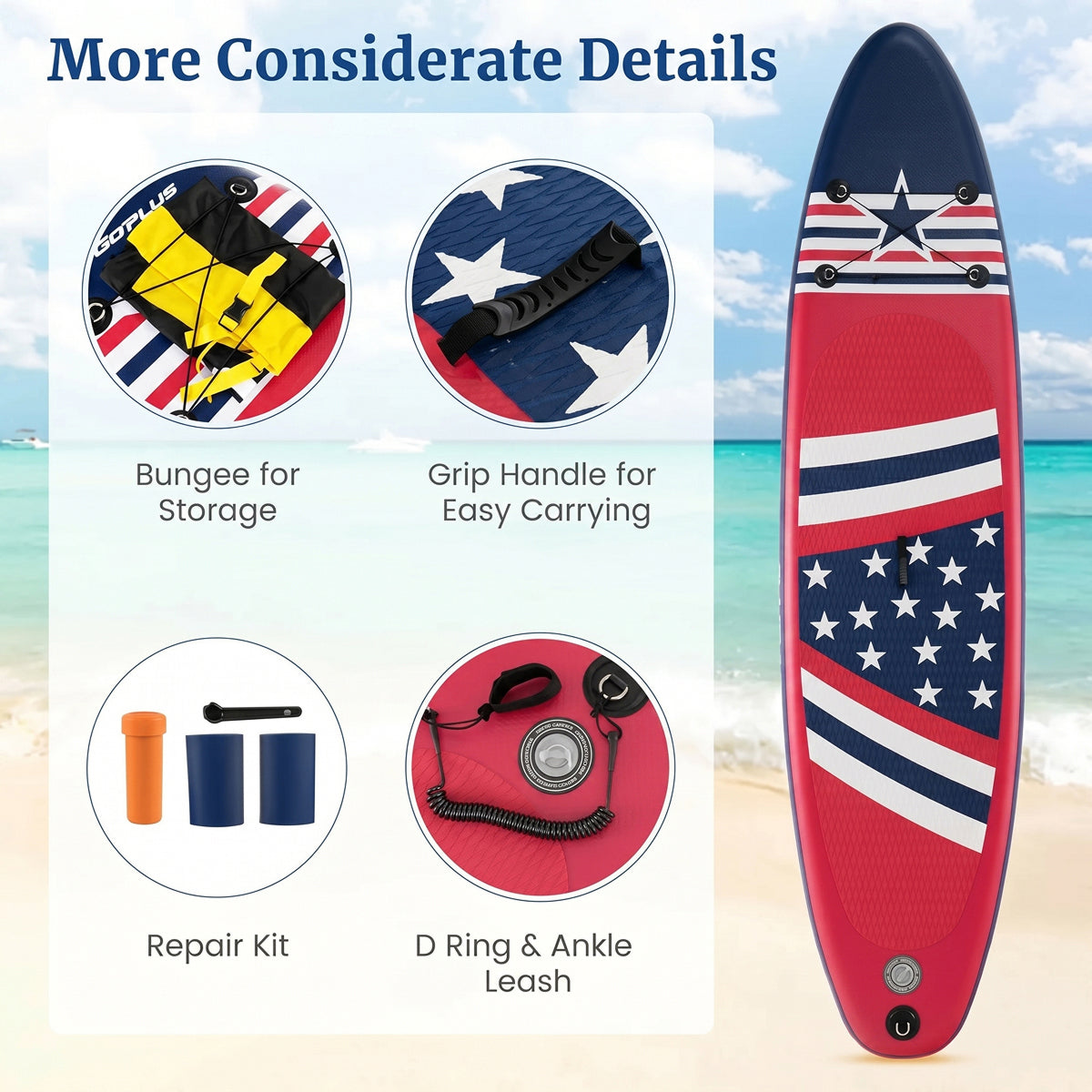 PuffoSUP Rigid Inflatable Stand Up Paddle Board with Travel Kit