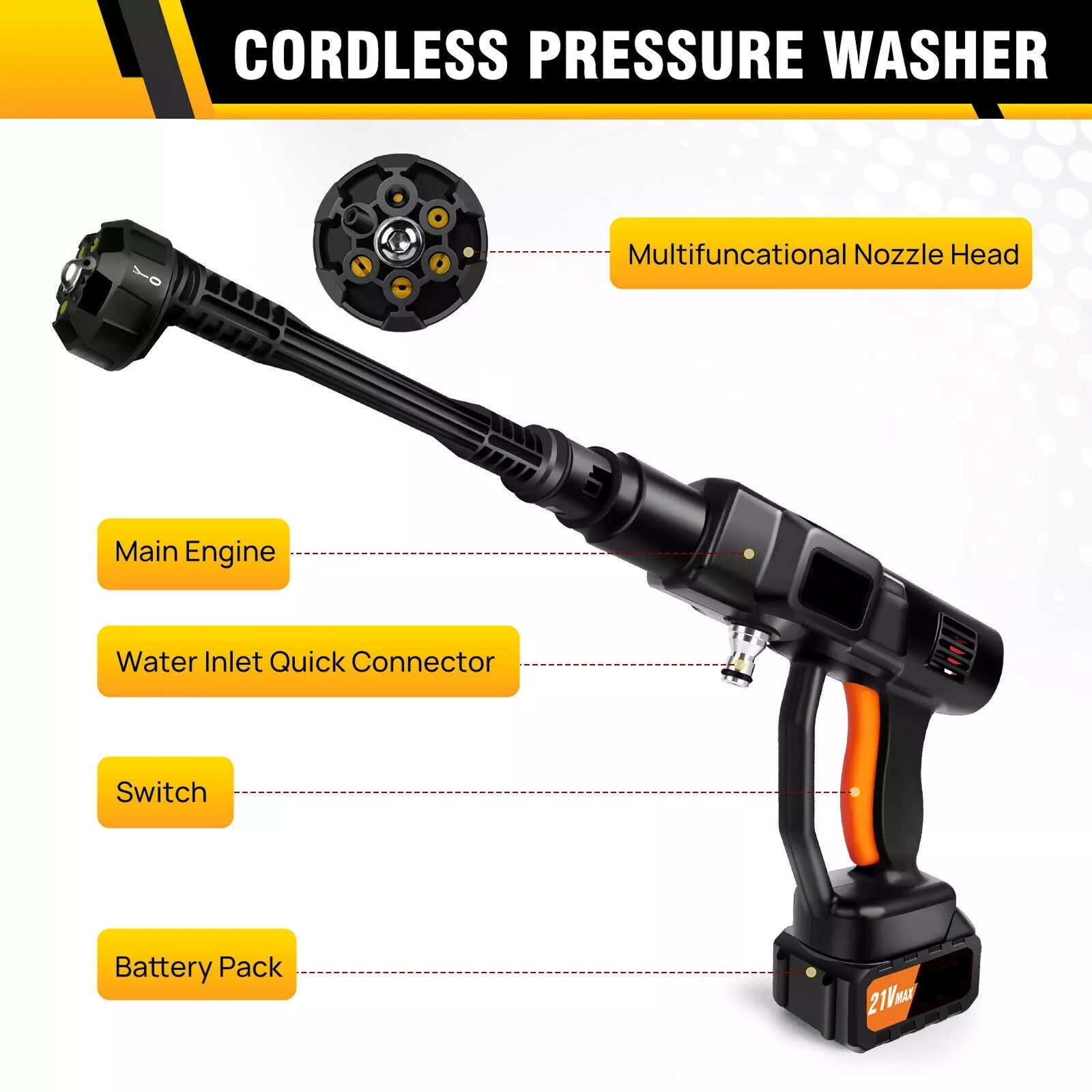 PulsWast Cordless Portable Pressure Washer 783 PSI
