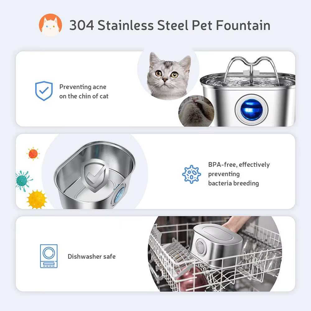 PupiHydra 3.2L Stainless Steel Dog Water Fountain
