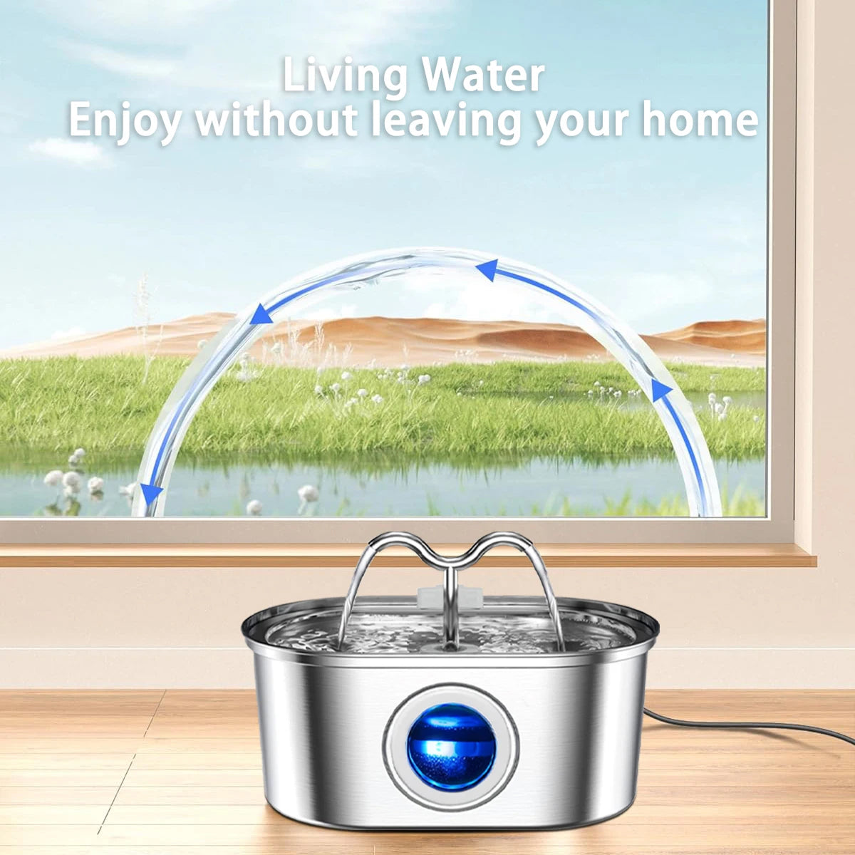 PupiHydra 3.2L Stainless Steel Dog Water Fountain