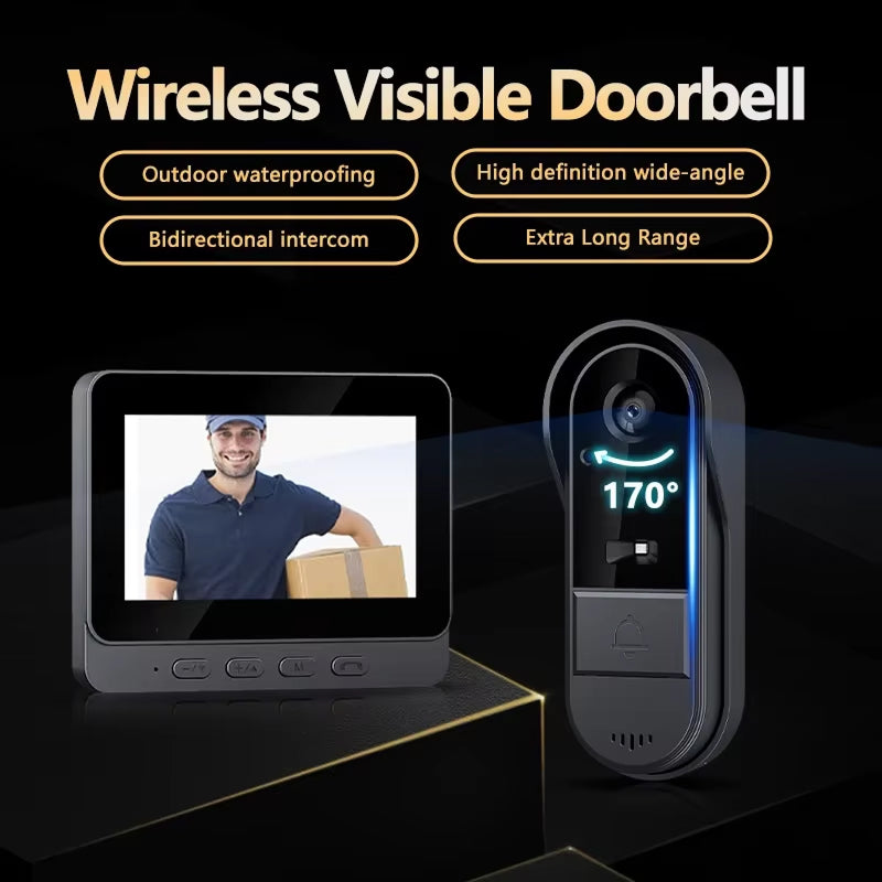 Ringiview Wireless Doorbell Camera with 4.3 Inch IPS Display