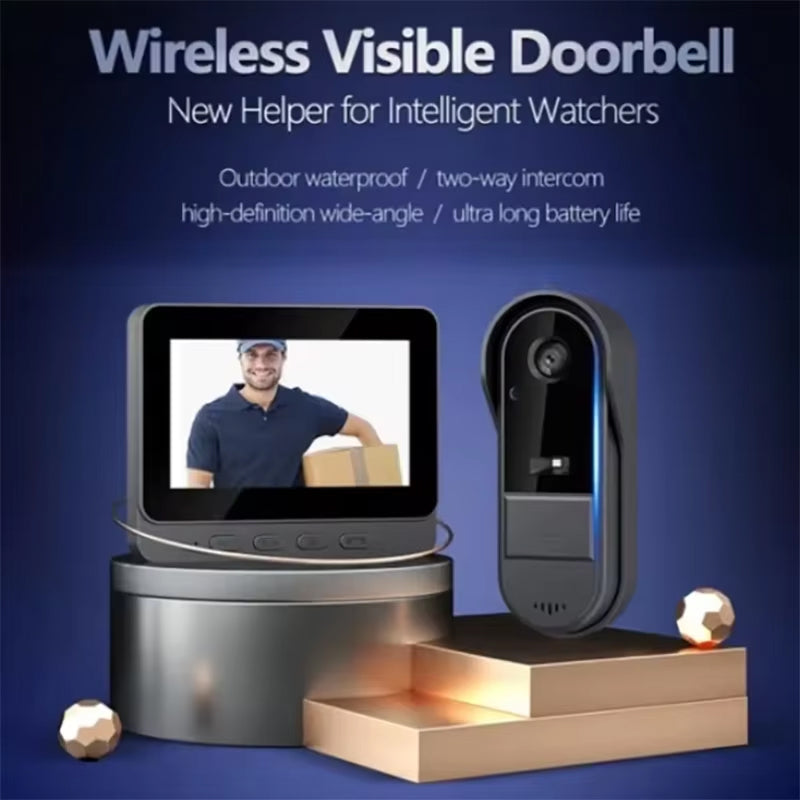 Ringiview Wireless Doorbell Camera with 4.3 Inch IPS Display