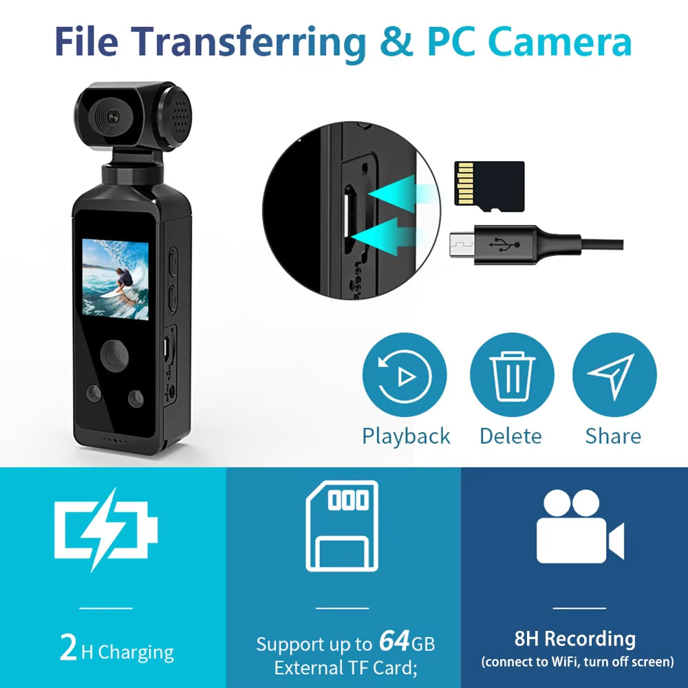 SeelogTix 4K Action Camera with 270° Rotating Lens