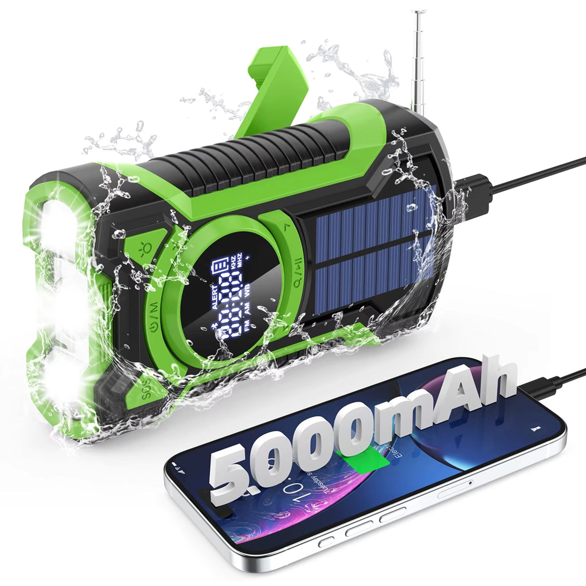 PotaRadar Emergency Radio - NOAA Weather Radio & 5000mAh Power Bank