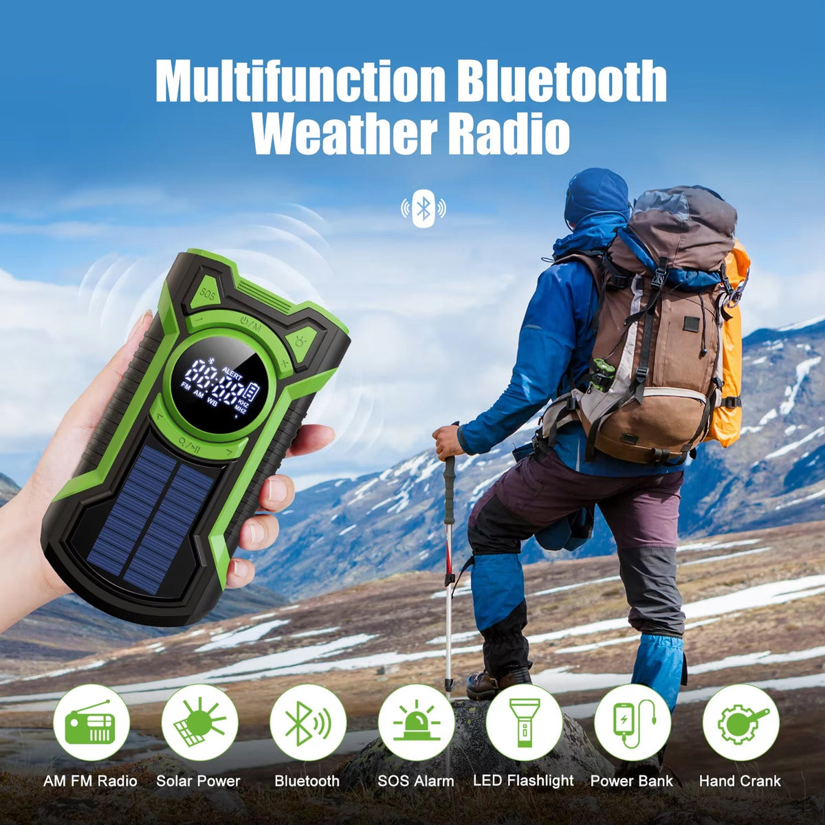 SigziVox Hand Crank Emergency Radio - 5000mAh Solar Power Bank