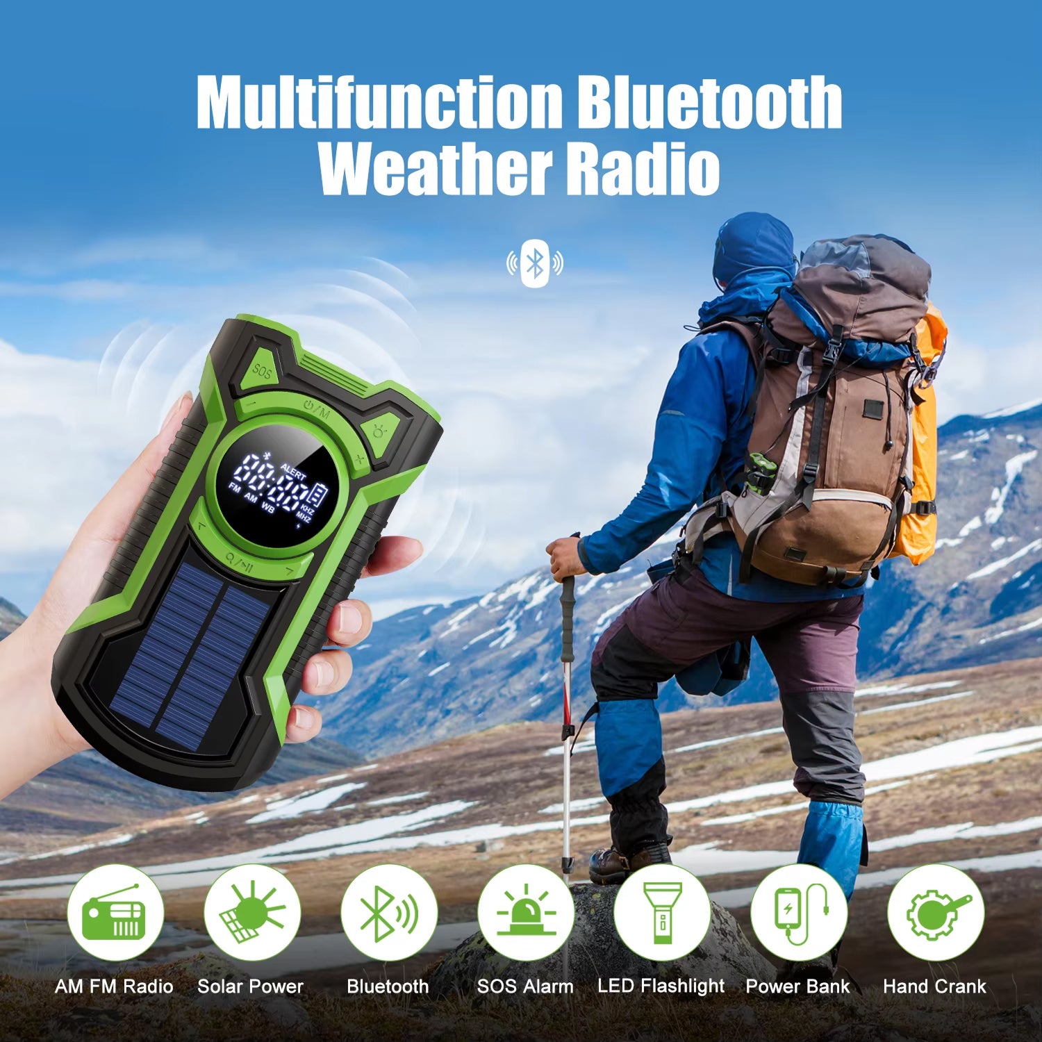 PotaRadar Emergency Radio - NOAA Weather Radio & 5000mAh Power Bank