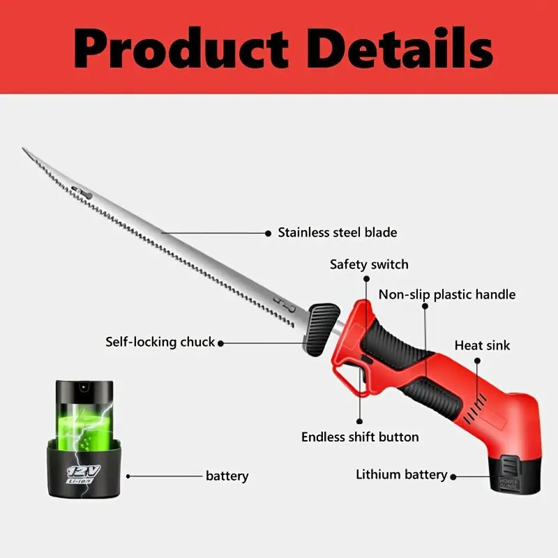 SlikeKut Cordless Electric Carving Knife - Rechargeable Meat & Bread Slicer