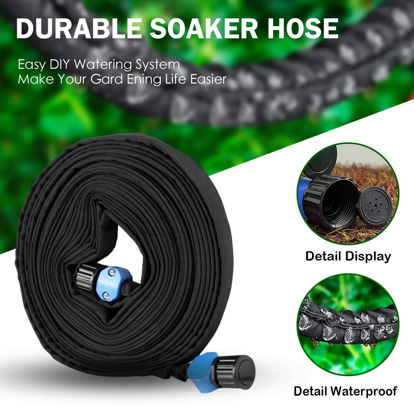DriPhera 100ft Soaker Hose for Garden Irrigation and Root Hydration