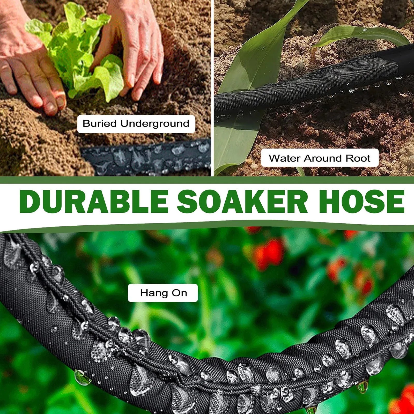 DriPhera 100ft Soaker Hose for Garden Irrigation and Root Hydration