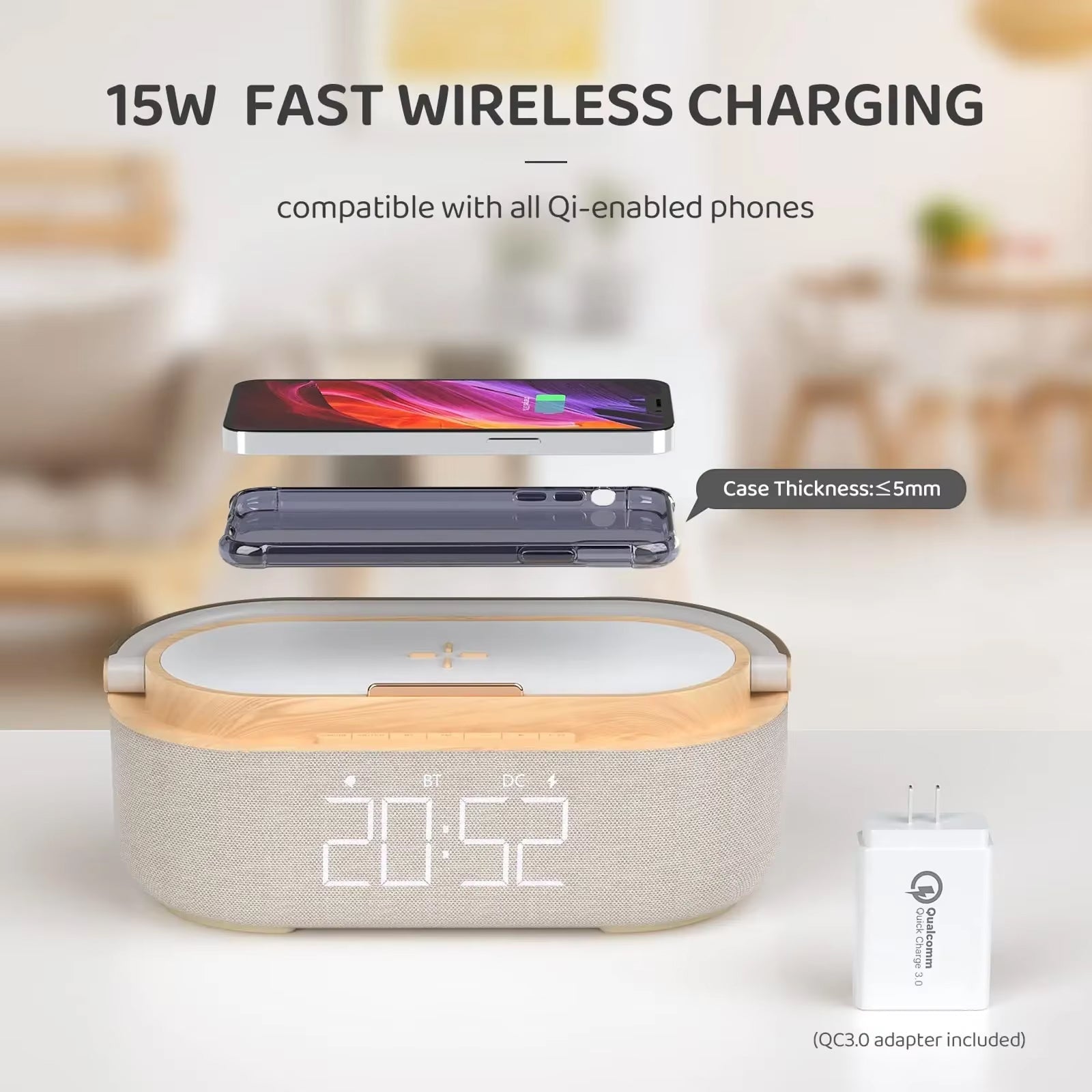 SonivoR 6-in-1 Bluetooth Speaker & 15W Wireless Charger