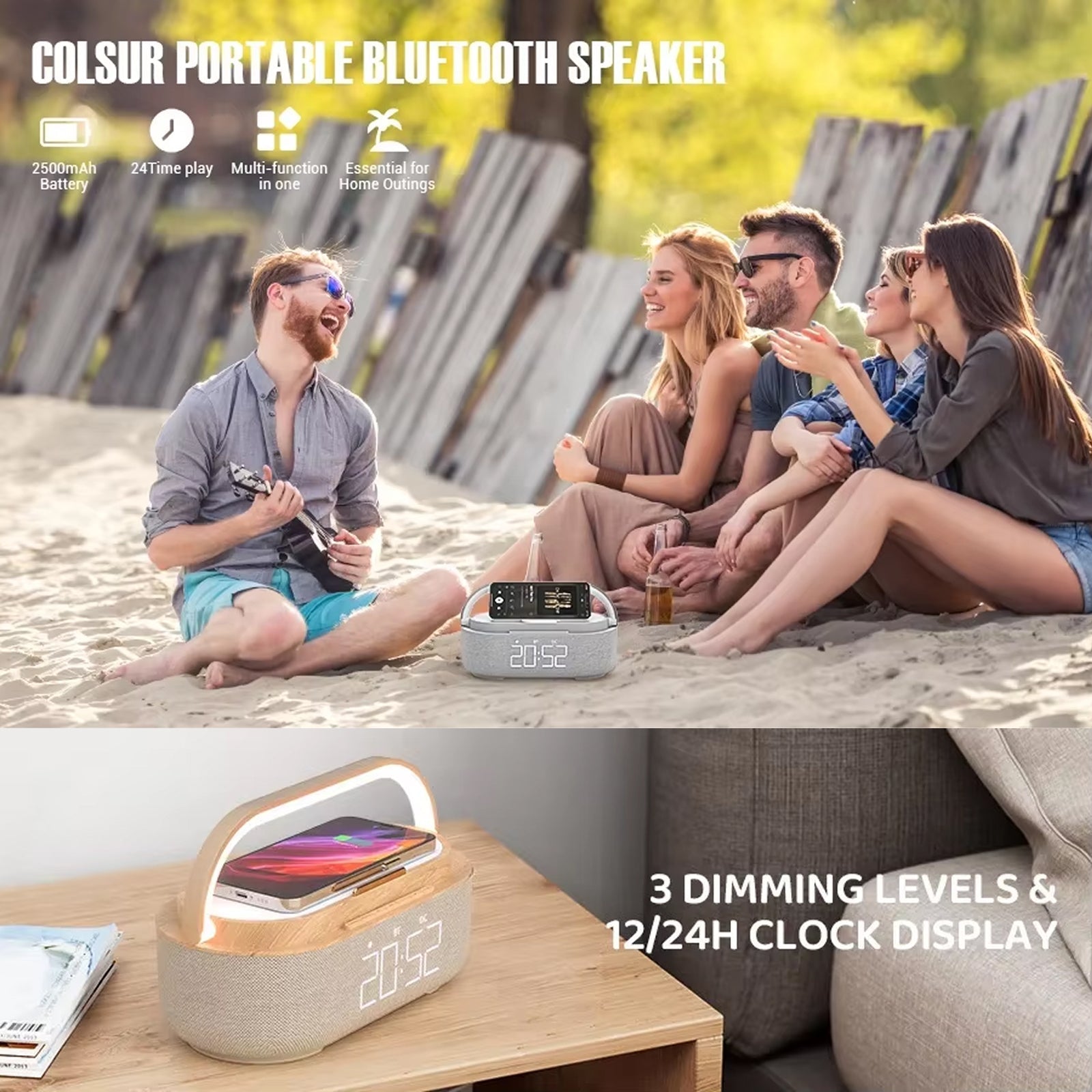 SonivoR 6-in-1 Bluetooth Speaker & 15W Wireless Charger