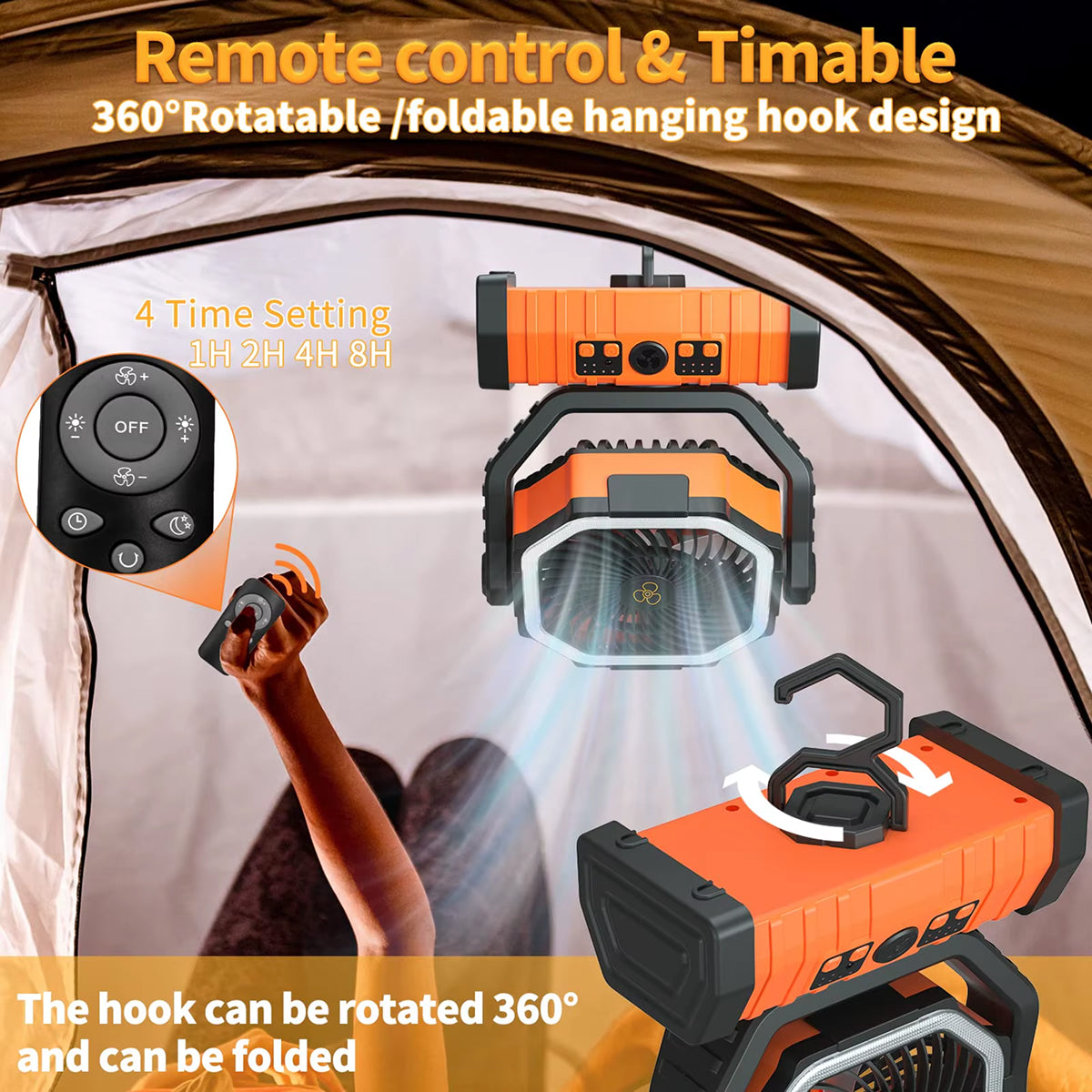 SylvanFan 3-in-1 Camping Fan with 20000mAh Power Bank and LED Light