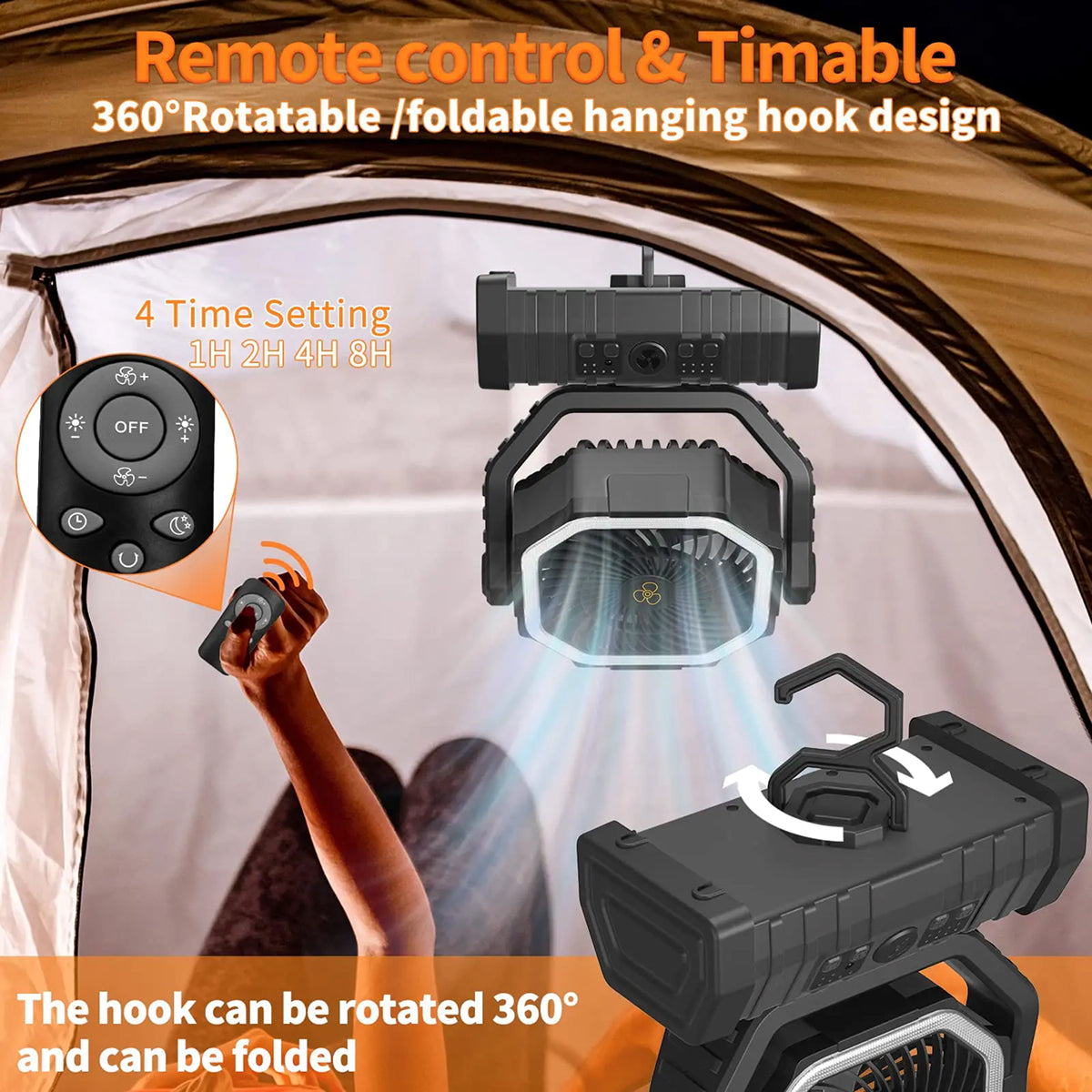 SylvanFan 3-in-1 Camping Fan with 20000mAh Power Bank and LED Light
