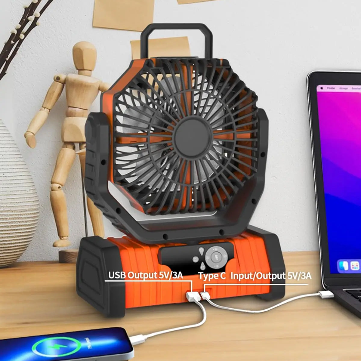 SylvanFan 3-in-1 Camping Fan with 20000mAh Power Bank and LED Light