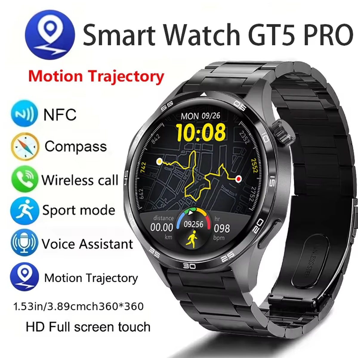TempoJolie Rugged GPS Hiking Smartwatch with Bluetooth Calling