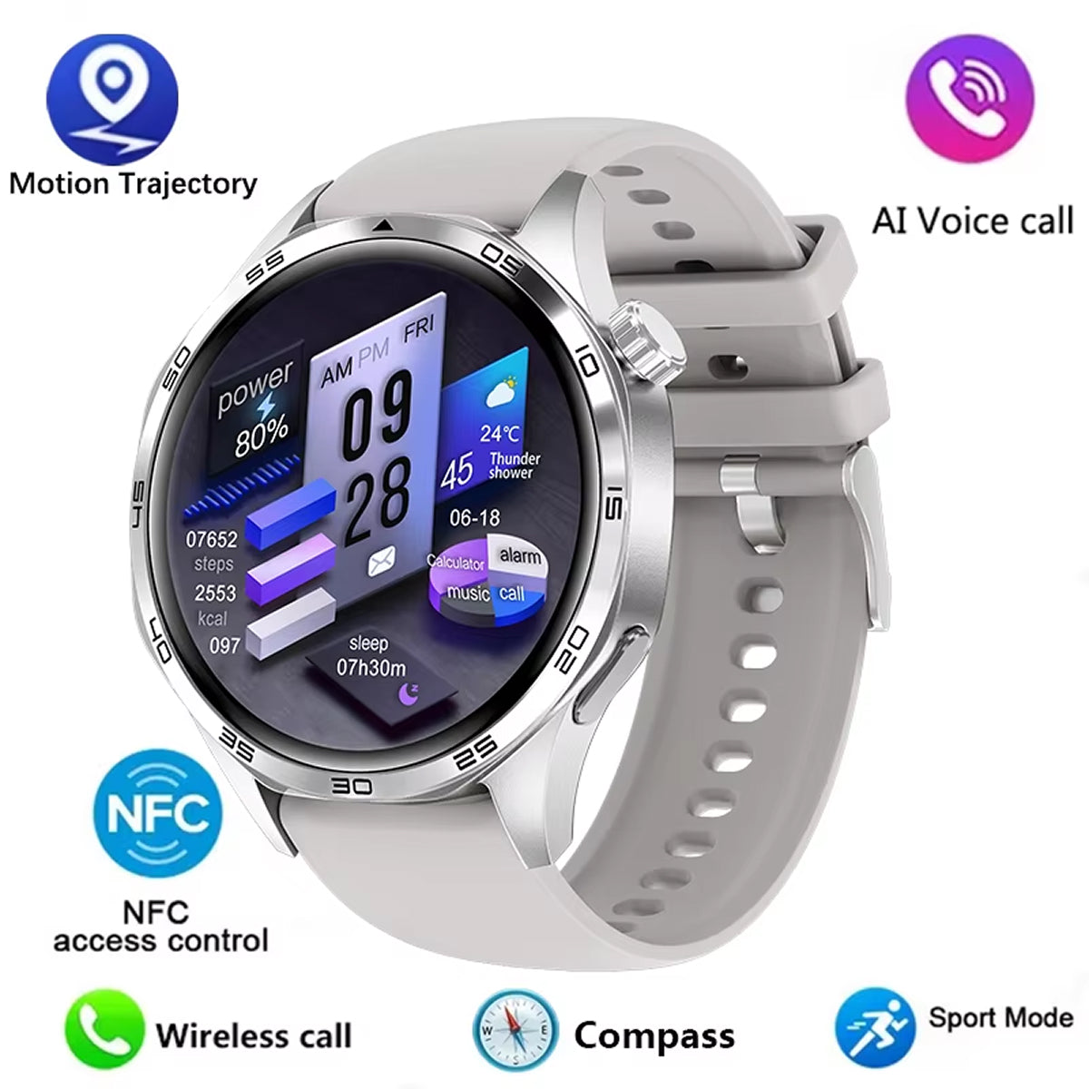 TempoJolie Rugged GPS Hiking Smartwatch with Bluetooth Calling