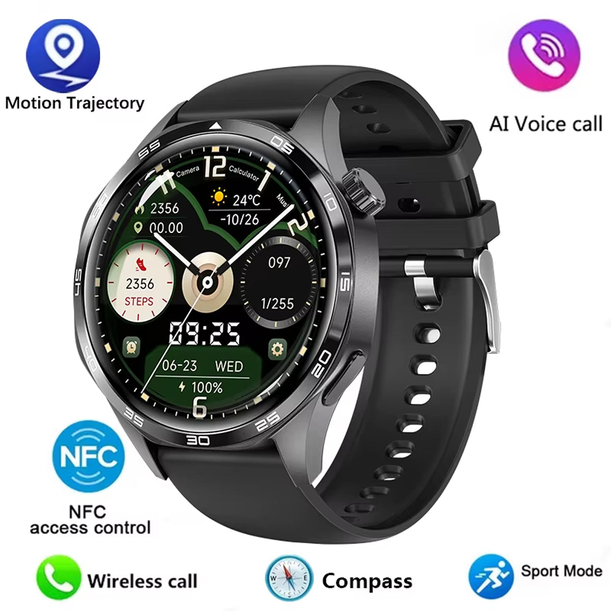 TempoJolie Rugged GPS Hiking Smartwatch with Bluetooth Calling