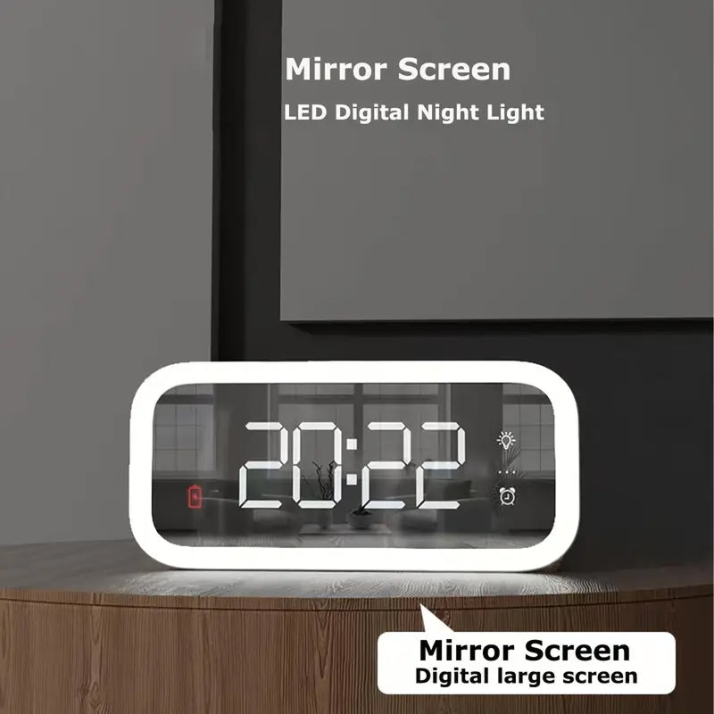 Tinyclarm Mirror Clock with 15W Wireless Charging