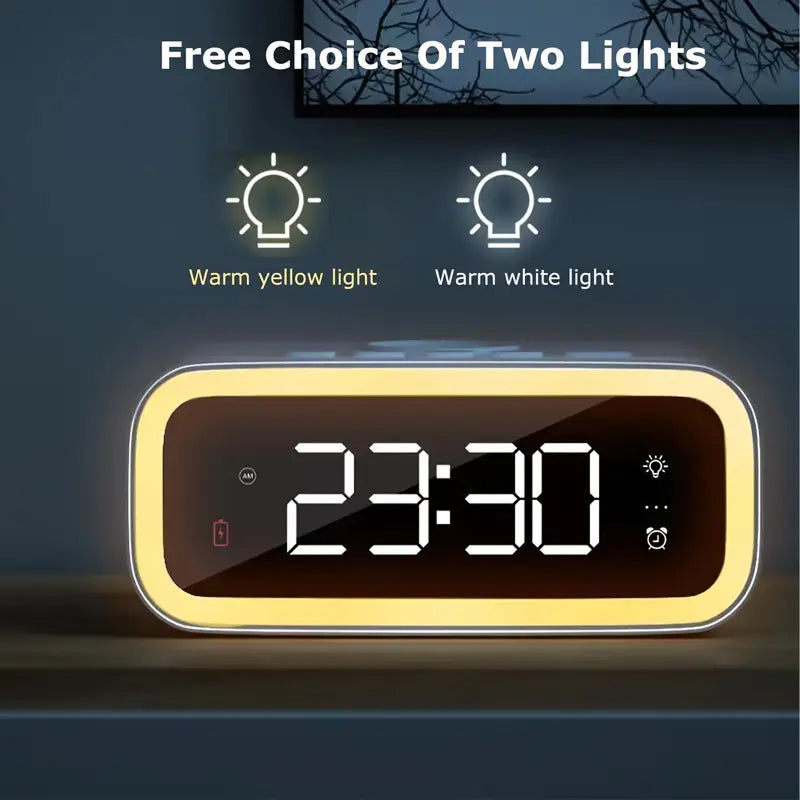 Tinyclarm Mirror Clock with 15W Wireless Charging