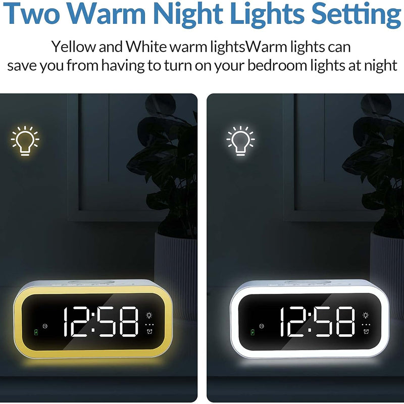 Tinyclarm Mirror Clock with 15W Wireless Charging