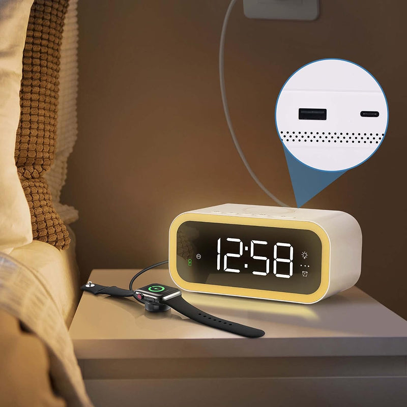 Tinyclarm Mirror Clock with 15W Wireless Charging