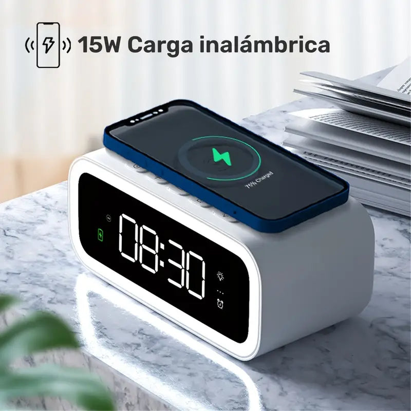 Tinyclarm Mirror Clock with 15W Wireless Charging