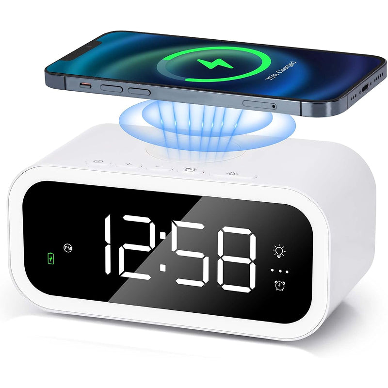 Tinyclarm Mirror Clock with 15W Wireless Charging