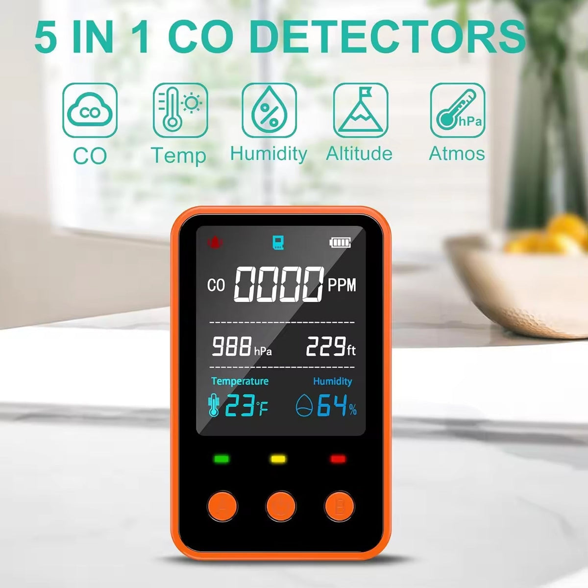 Trabospot Portable Carbon Monoxide Detector 5-in-1 Travel Alarm UK